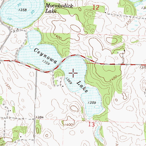 Topographic Map of Ceynowa Lake, MN