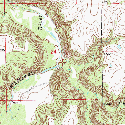 Topographic Map of Chaffe Ravine, MN