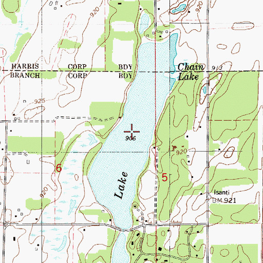 Topographic Map of Chain Lake, MN
