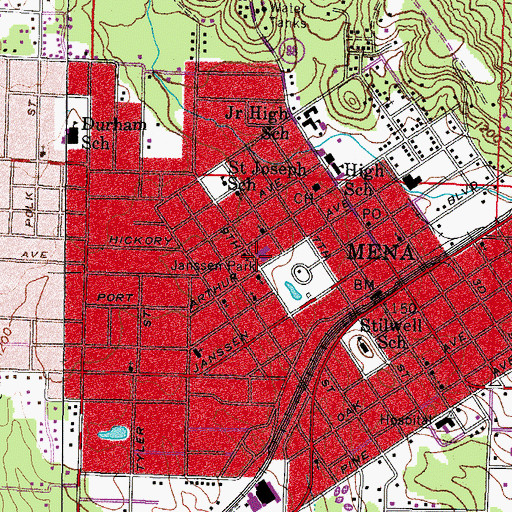 Topographic Map of First Baptist Church, AR