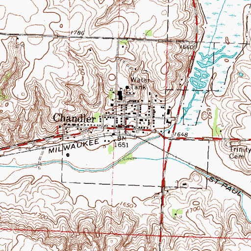 Topographic Map of Chandler, MN