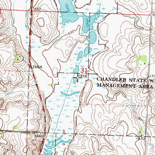 Topographic Map of Chandler State Wildlife Management Area, MN