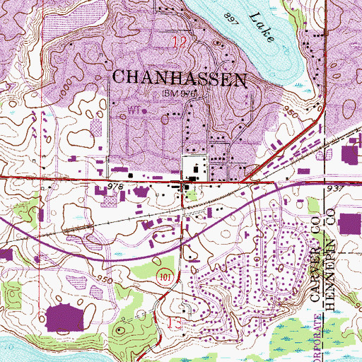 Topographic Map of Chanhassen, MN