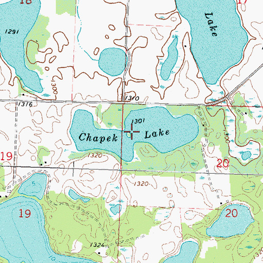 Topographic Map of Chapek Lake, MN