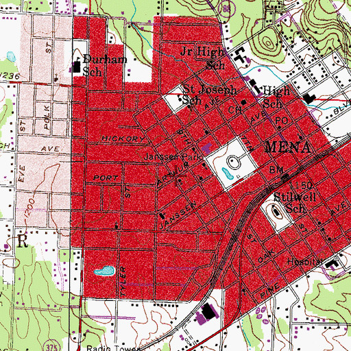 Topographic Map of First Christian Church, AR