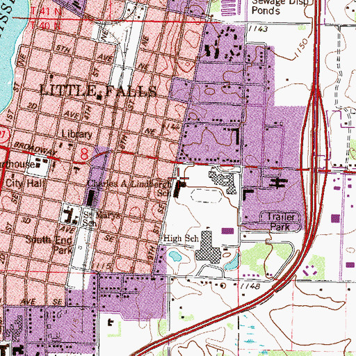 Topographic Map of Lindbergh Elementary School, MN