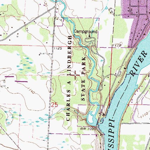 Topographic Map of Charles A Lindbergh State Park, MN