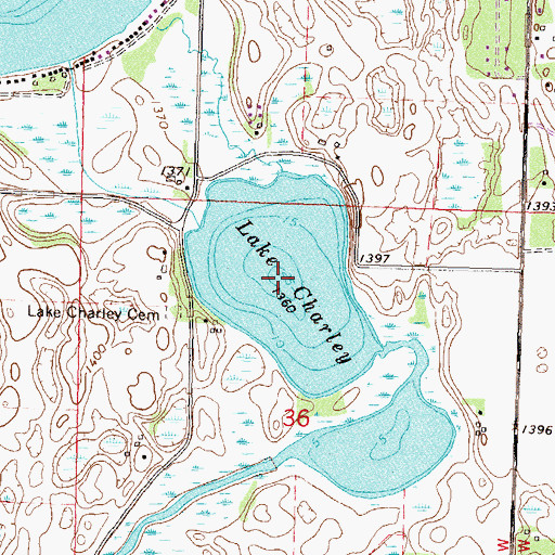 Topographic Map of Lake Charley, MN