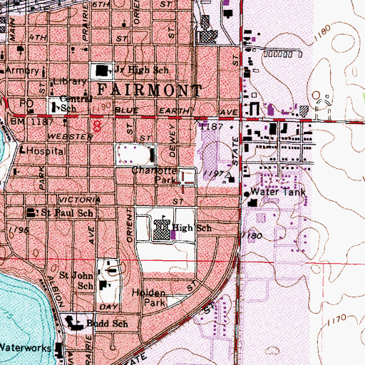 Topographic Map of Charlotte Park, MN