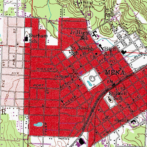 Topographic Map of First Presbyterian Church, AR