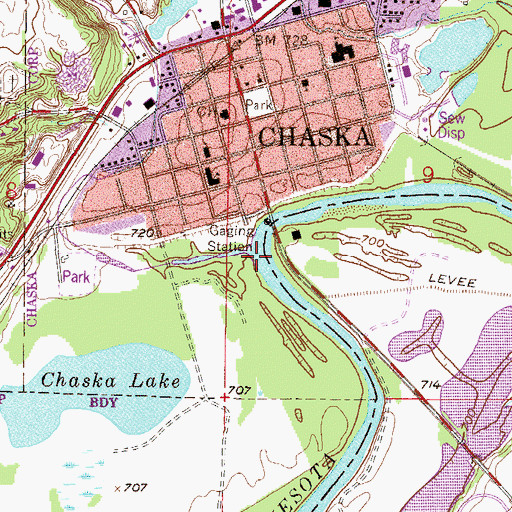 Topographic Map of Chaska Creek, MN