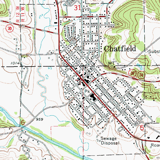 Topographic Map of Chatfield, MN
