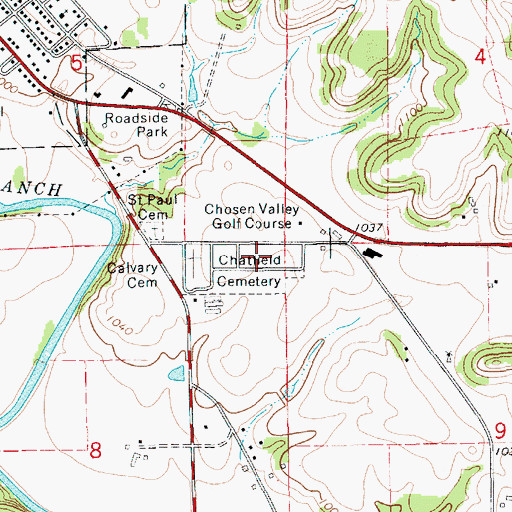 Topographic Map of Chatfield Cemetery, MN