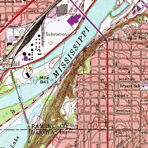 Topographic Map of Cherokee Heights Park, MN