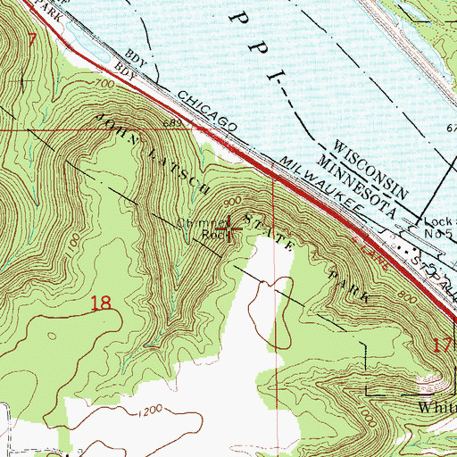 Topographic Map of Chimney Rock, MN