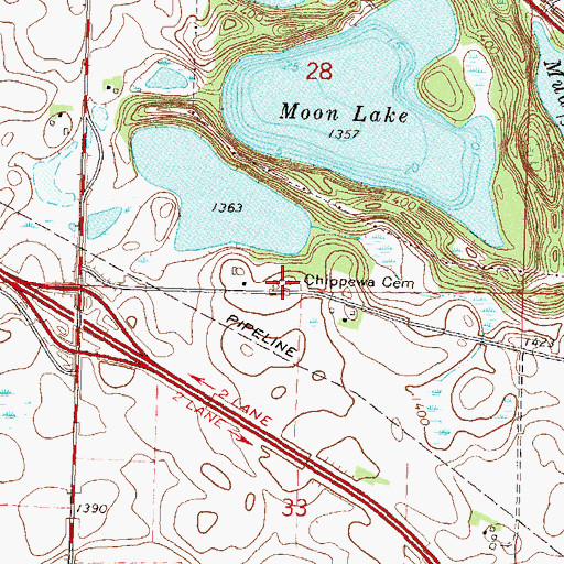 Topographic Map of Chippewa Cemetery, MN