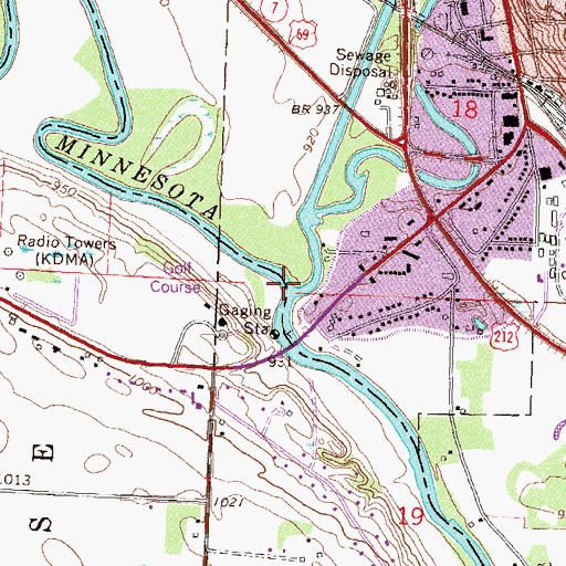 Topographic Map of Chippewa River, MN