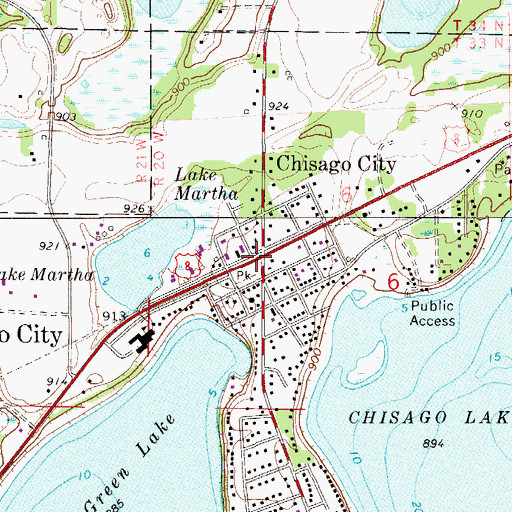Topographic Map of Chisago City, MN