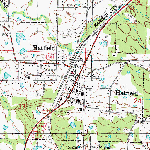 Topographic Map of Hatfield First Baptist Church, AR