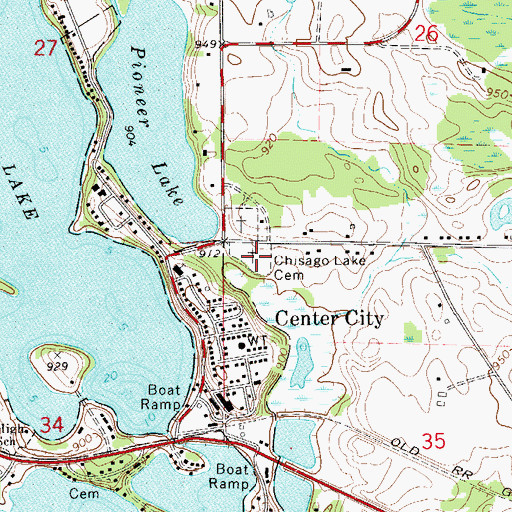 Topographic Map of Chisago Lake Cemetery, MN