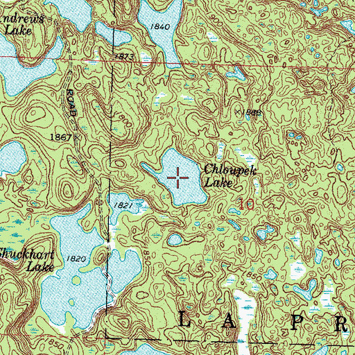Topographic Map of Chloupek Lake, MN