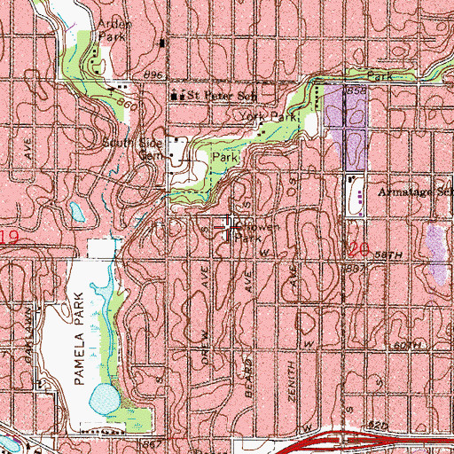 Topographic Map of Chowen Park, MN