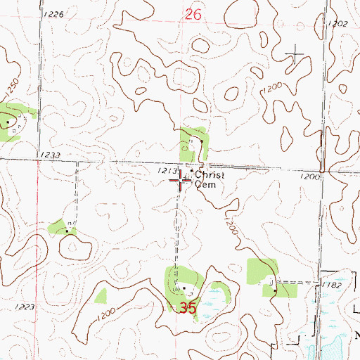 Topographic Map of Christ Cemetery, MN