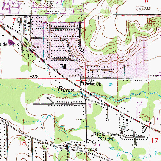 Topographic Map of Christ Church, MN