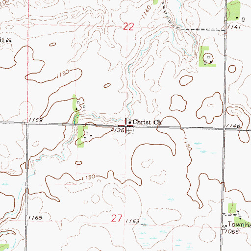 Topographic Map of Christ Church, MN