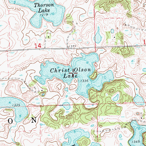 Topographic Map of Christ Olson Lake, MN