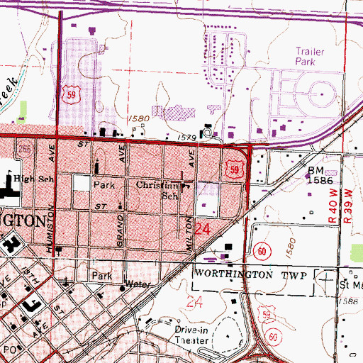 Topographic Map of Christian School, MN