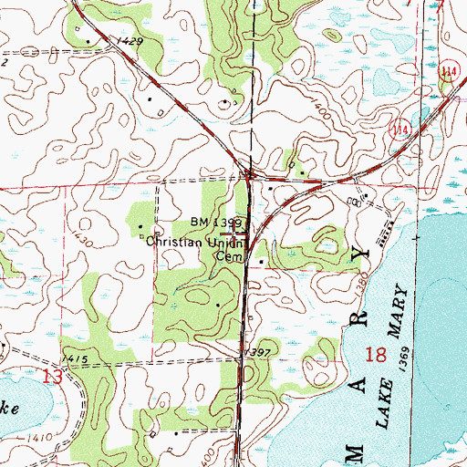Topographic Map of Christian Union Cemetery, MN