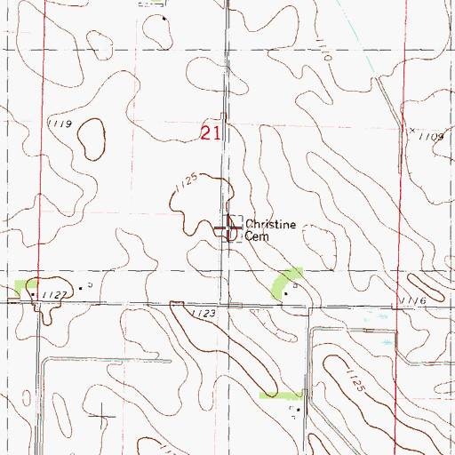 Topographic Map of Christina Cemetery, MN