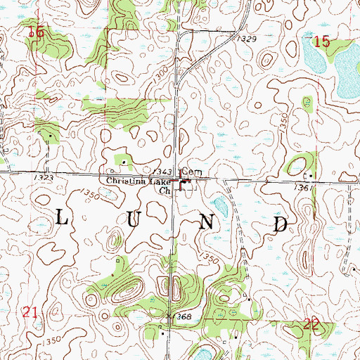 Topographic Map of Christina Lake Church, MN