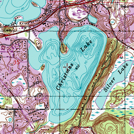 Topographic Map of Christmas Lake, MN