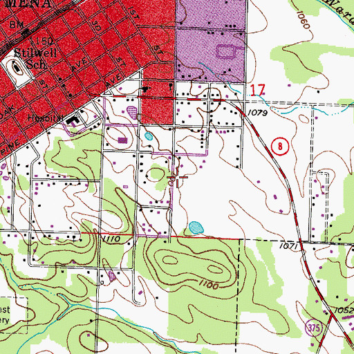 Topographic Map of Lee McMillian Memorial Park, AR