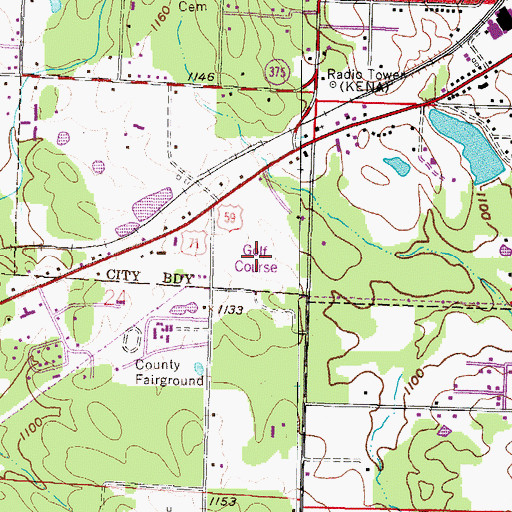 Topographic Map of Lionsk Club Golf Course, AR