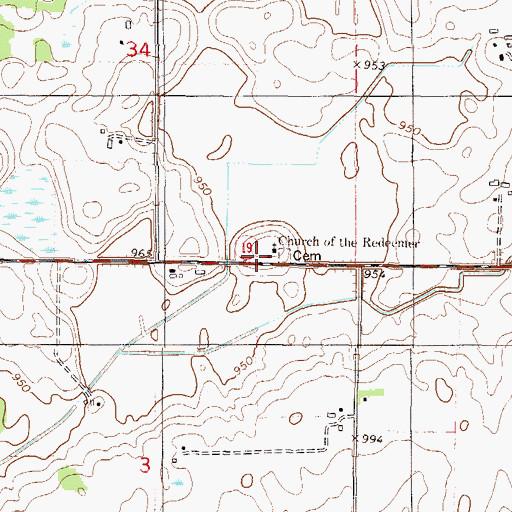 Topographic Map of Church of the Redeemer, MN