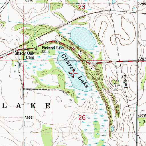 Topographic Map of Church Lake, MN