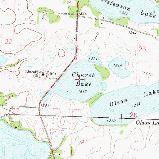 Topographic Map of Church Lake, MN