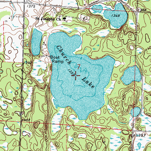 Topographic Map of Church Lake, MN