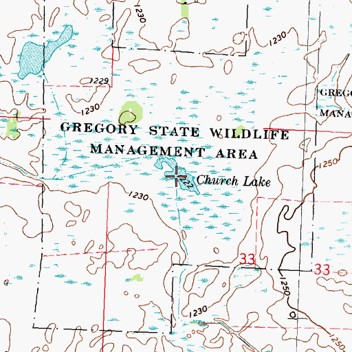 Topographic Map of Church Lake, MN