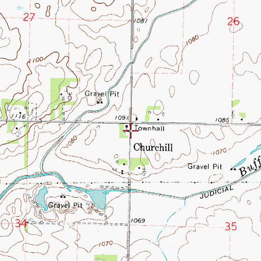 Topographic Map of Churchill, MN
