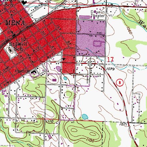 Topographic Map of Mena Bible Church, AR