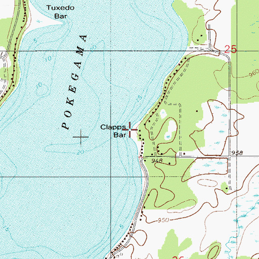 Topographic Map of Clapps Bar, MN