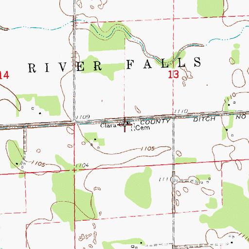 Topographic Map of Clara Church, MN