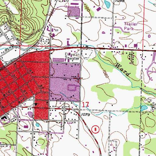 Topographic Map of Mena Church of the Nazarene, AR