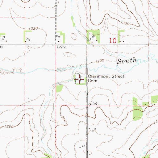 Topographic Map of Claremont Street Cemetery, MN