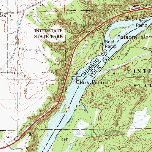 Topographic Map of Clark Island, MN
