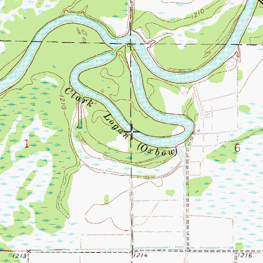 Topographic Map of Clark Logan, MN